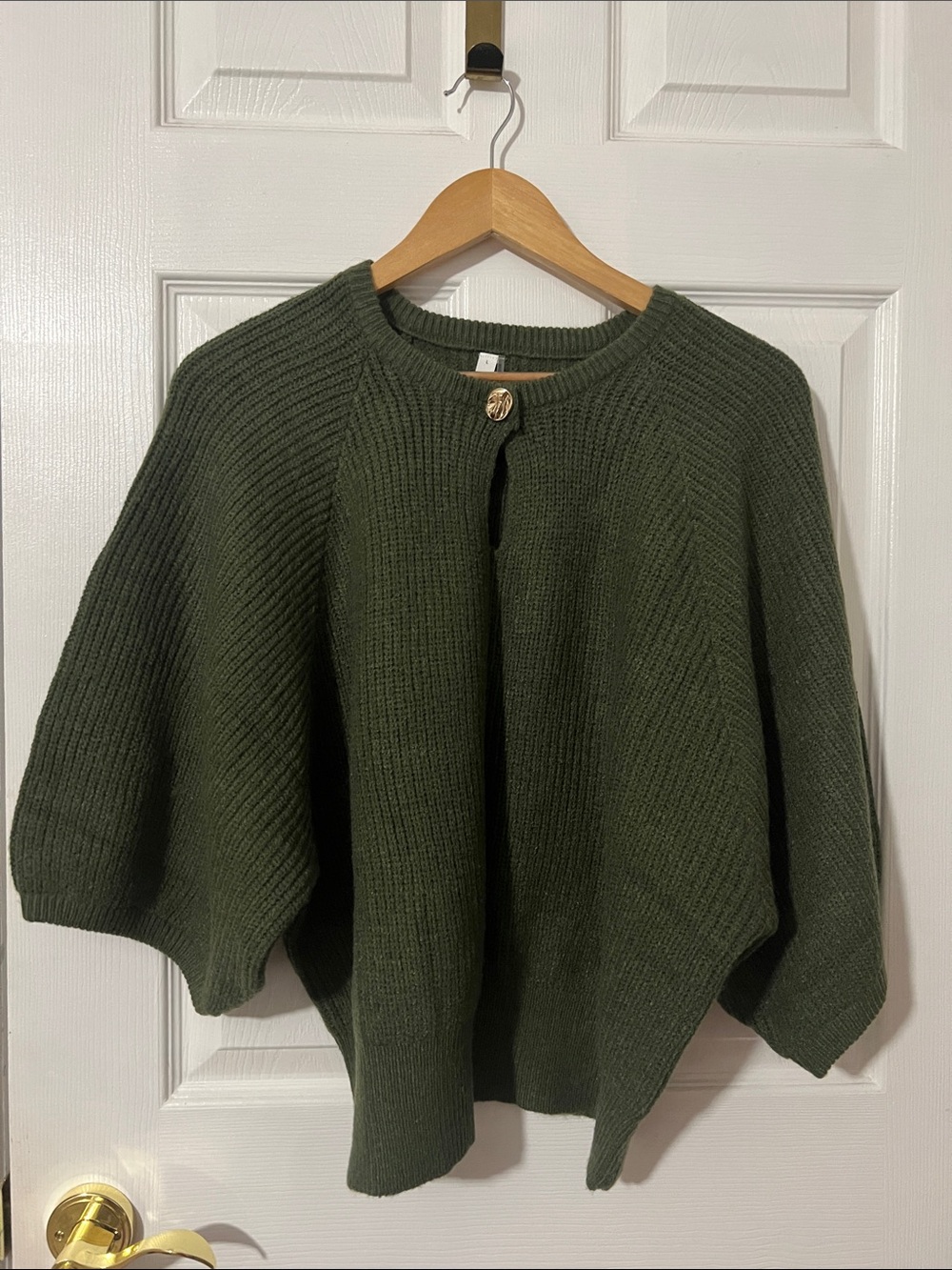 Glam Olive Green Ribbed Crewneck Sweater Size Large
